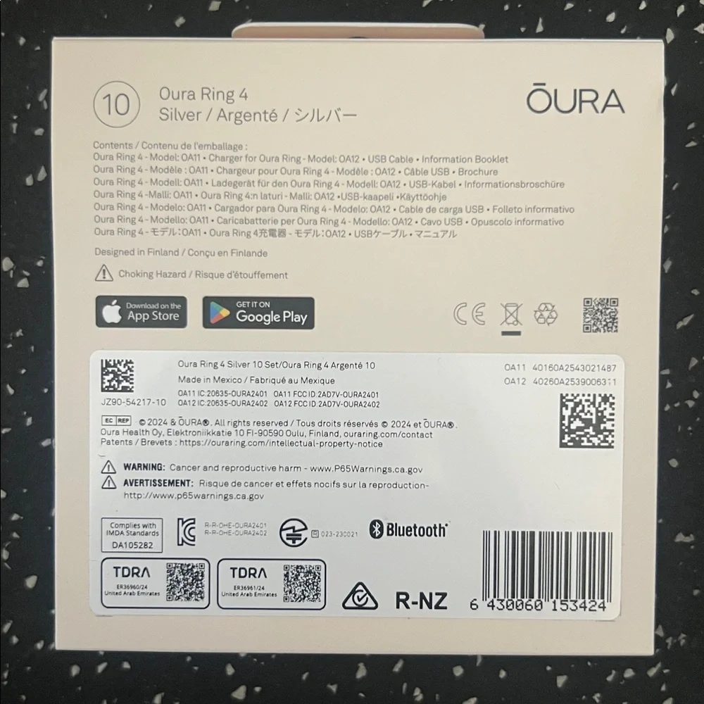 OURA Ring GEN 4 - Brand New in Box! SILVER Smart Ring Size 10